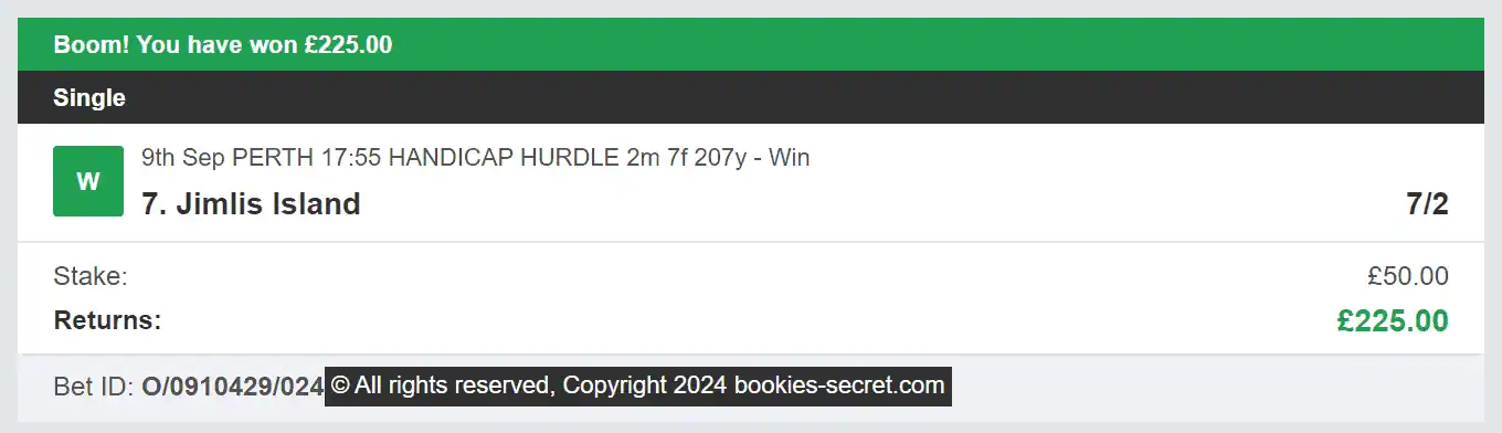 Bookies Secret - Winner 1 - 2024-09-09