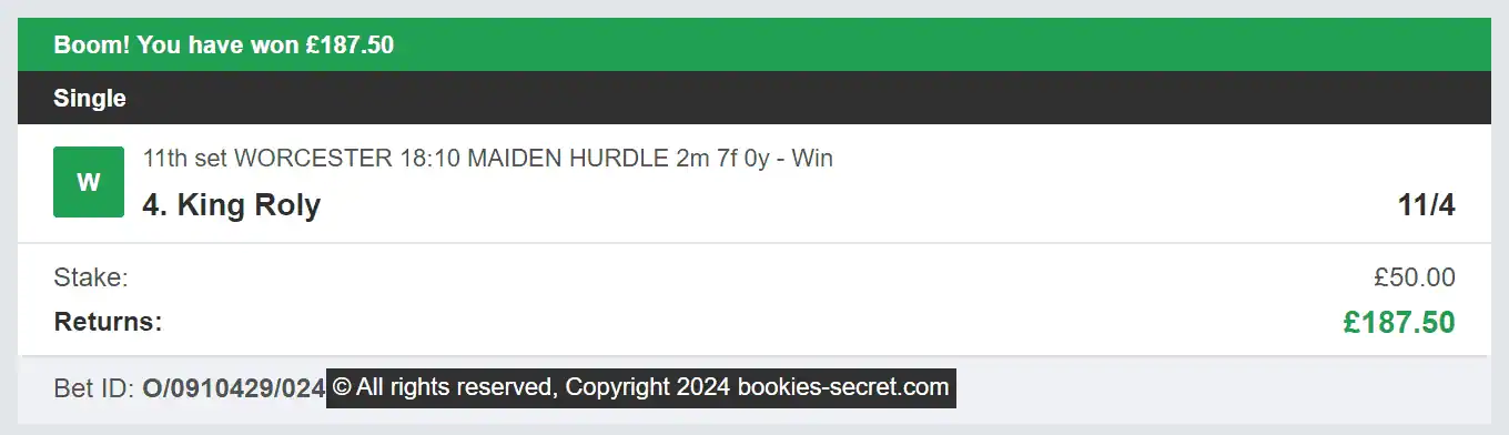 Bookies Secret - Winner 1 - 2024-09-11
