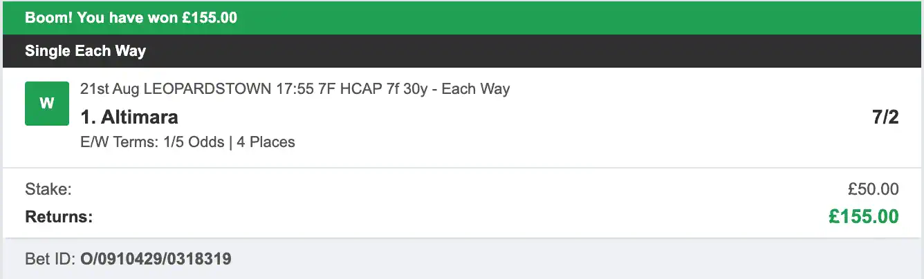 Bookies Secret - Winner 1 - 2025-08-21