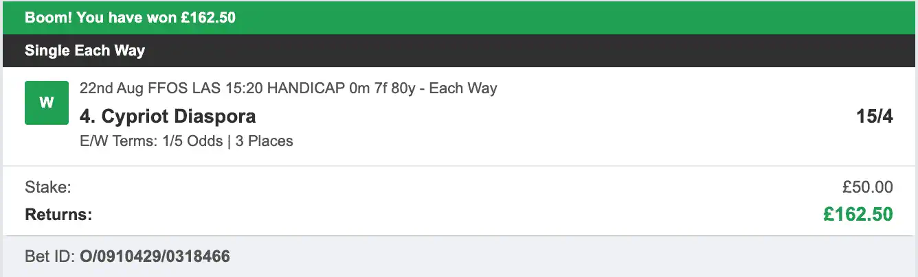 Bookies Secret - Winner 1 - 2025-08-22