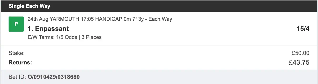 Bookies Secret - Winner 1 - 2025-08-24