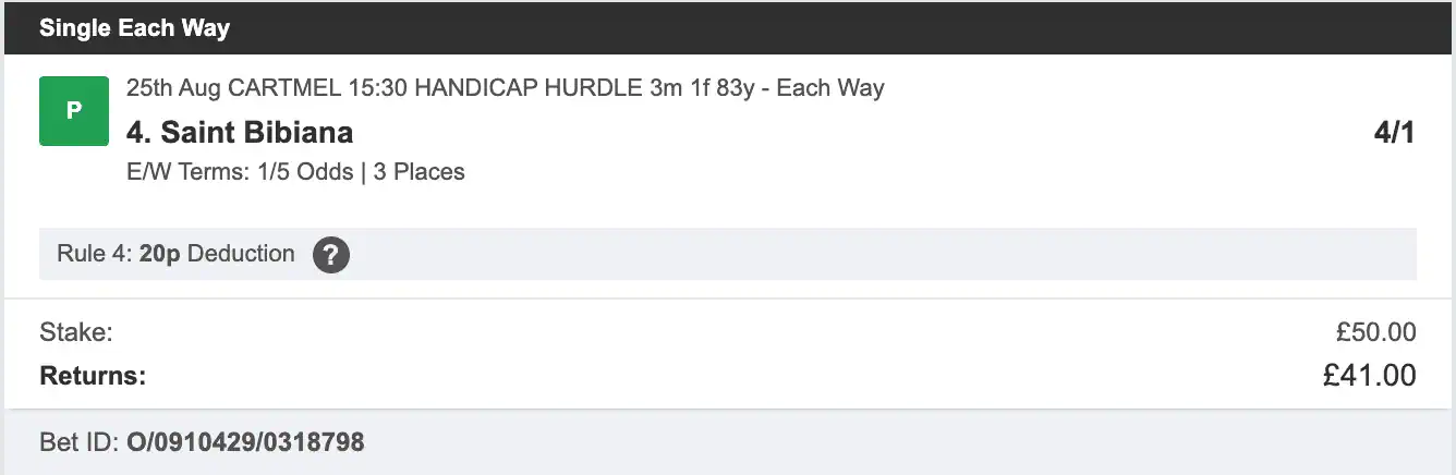 Bookies Secret - Winner 1 - 2025-08-25
