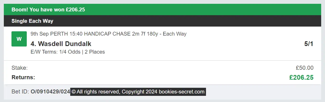 Bookies Secret - Winner 2 - 2024-09-09