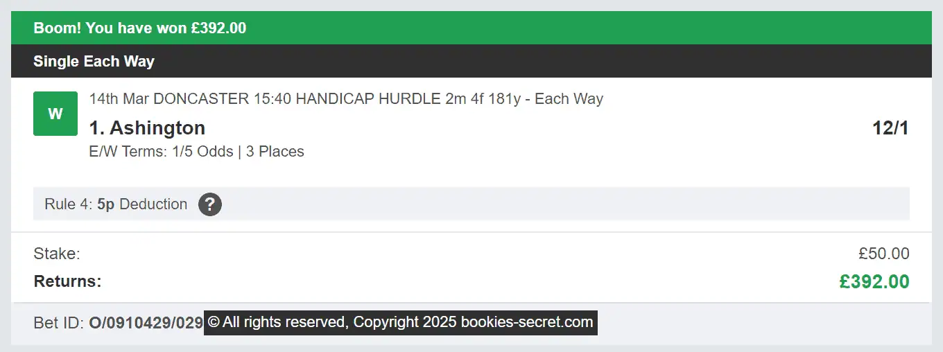 Bookies Secret - Winner 2 - 2025-03-14